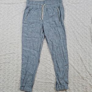 Athleta Size 6 Cabo Linen Jogger Chambray Blue Casual Comfy Lounge Travel